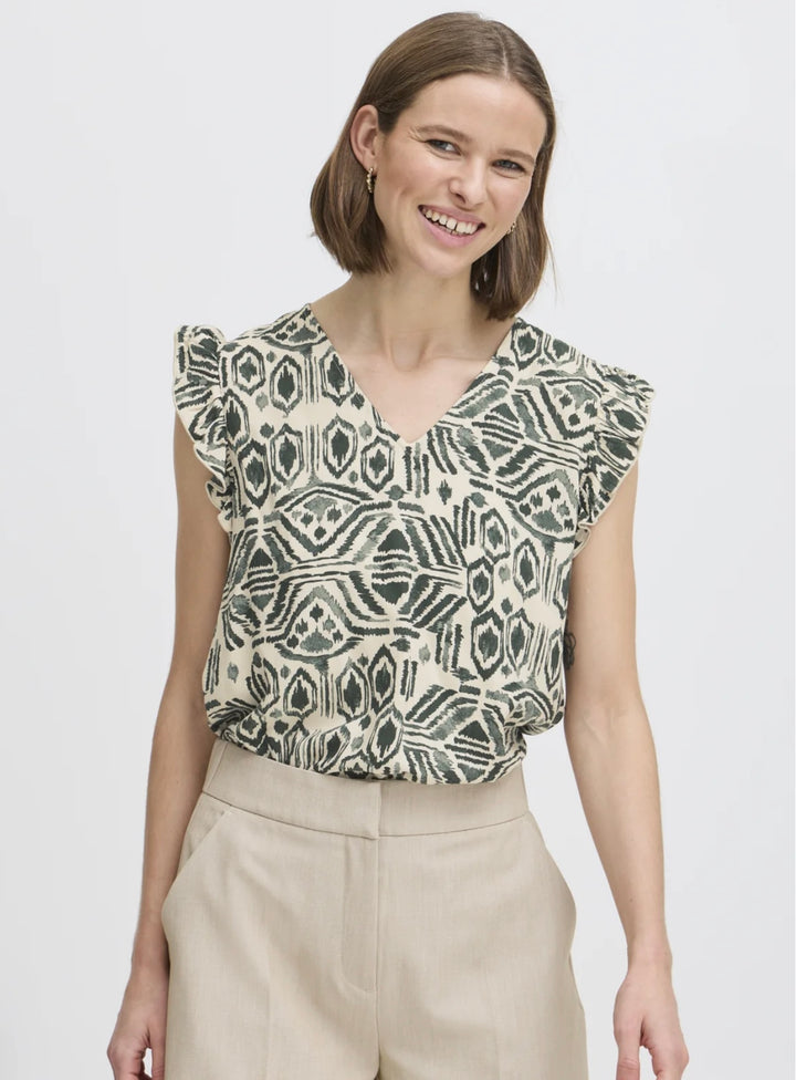 ETHNIC SPRAY JOELLA FRILL TOP