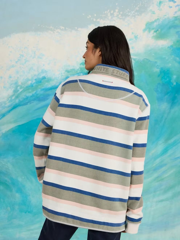 STRIPE HALF ZIP SWEAT GREEN MLT