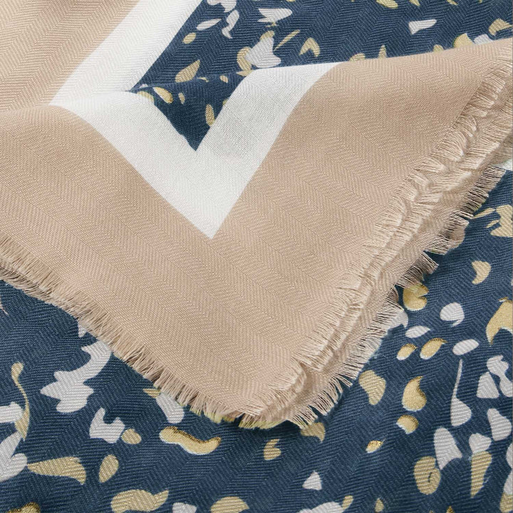 PRINTED FOIL SCARF TERAZZO NAVY