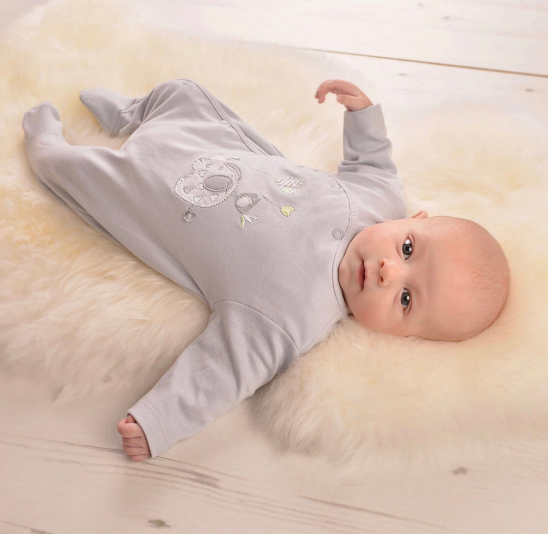 ELEPHANT GREY COTTON SLEEPSUIT