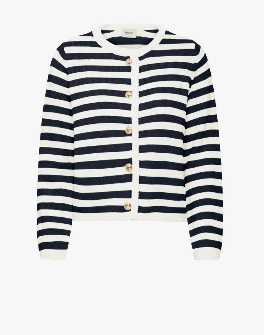 NAVY BLAZER STRIPE CARDIGAN