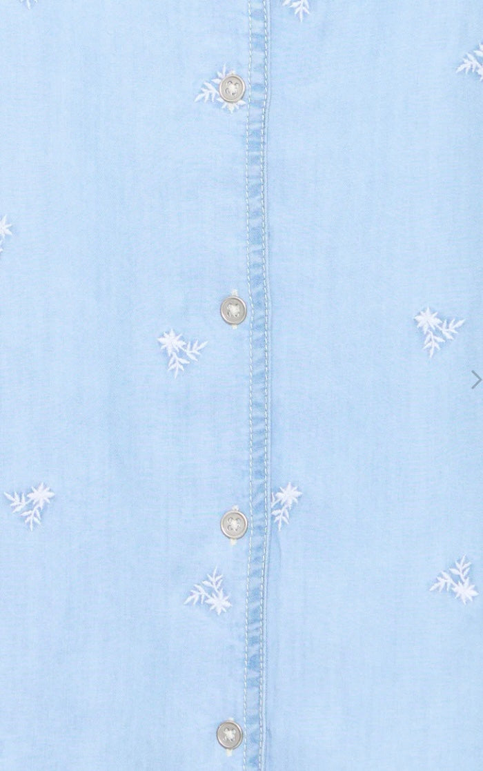KOSMO V SHIRT LIGHT BLUE DENIM FLOWER