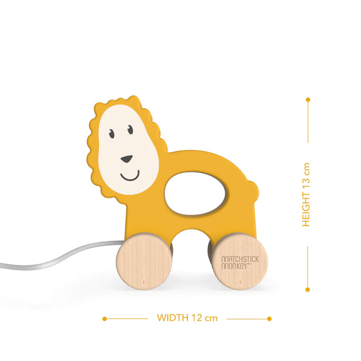 WOODEN PULL ALONG LION TOY