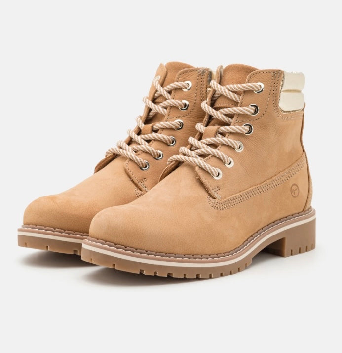 CAMEL LACE UP ANKLE BOOT
