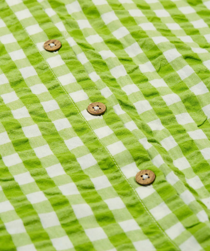 ALDA COLLARED TOP MACAW GINGHAM/FLOWERS