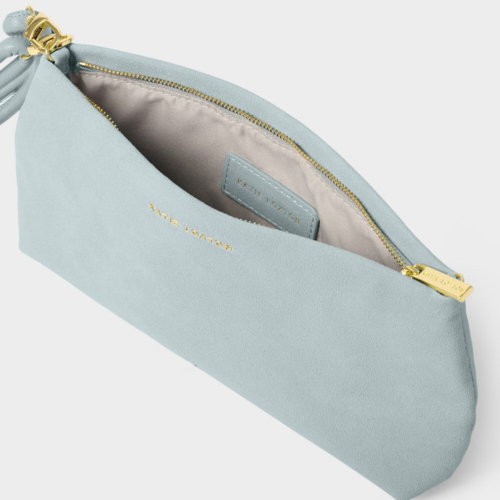 ASHA CLUTCH BLUE MIST SUEDETTE 16CM