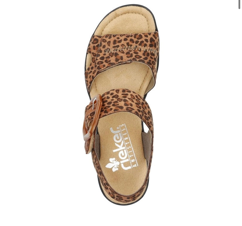 BROWN COMBINATION LEOPARD PRINT WEDGE SANDALS