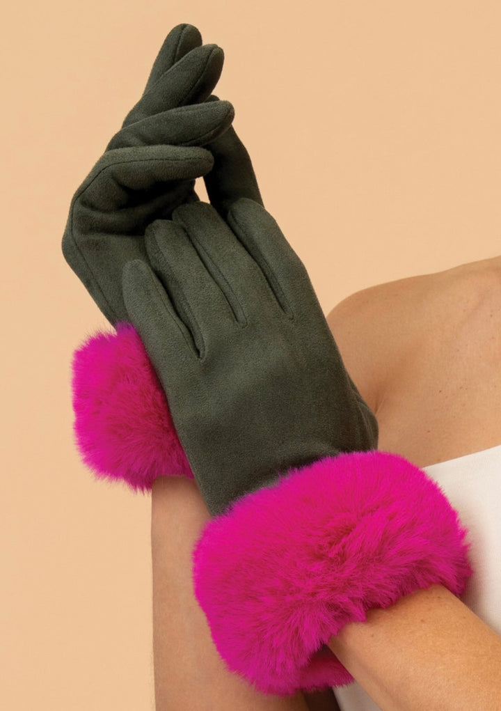 BETTINA OLIVE & MAGENTA GLOVES