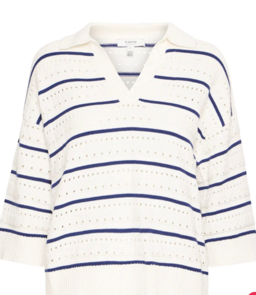 MARSHMALLOW MIX MADALENA POLO KNIT TOP