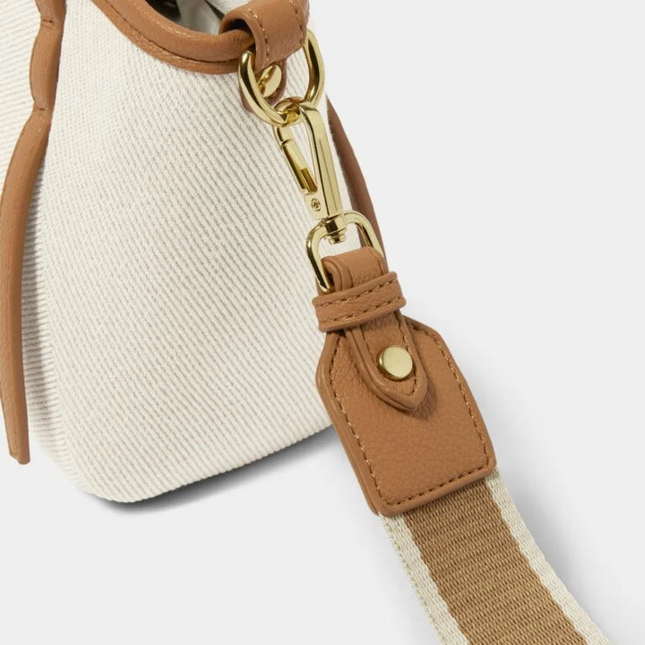 CAPRI TAN & OFF WHITE CANVAS MINI TOTE BAG