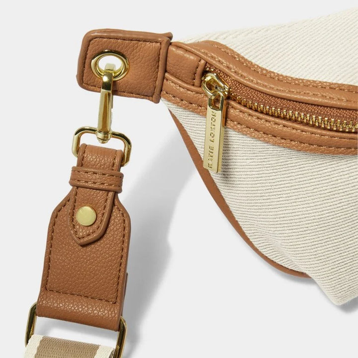 CAPRI CANVAS TAN & OFF WHITE CANVAS BELT BAG