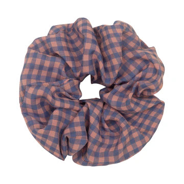 GIANT CHECKED SCRUNCHIE BLUE