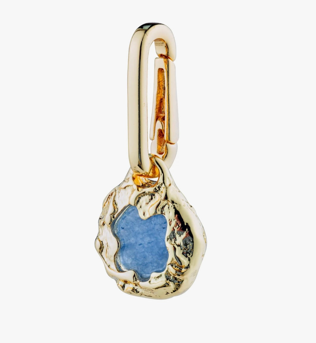 BLUE GOLD PLATED RECYCLED NATURAL PENDANT CHARM