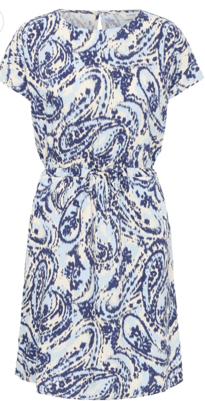 JOELLA ONECK DRESS BLUE PAISLEY