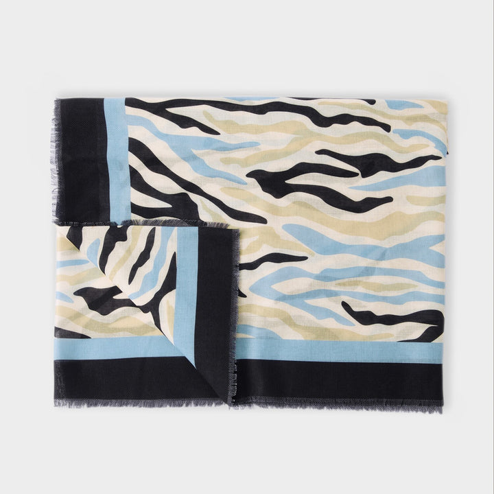 PRINTED SCARF ABSTRACT ZEBRA ECRU