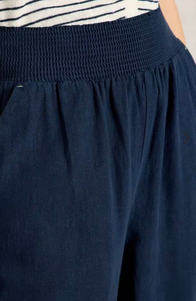 DARK NAVY SHELLY LINEN BLEND CULOTTE TROUSER