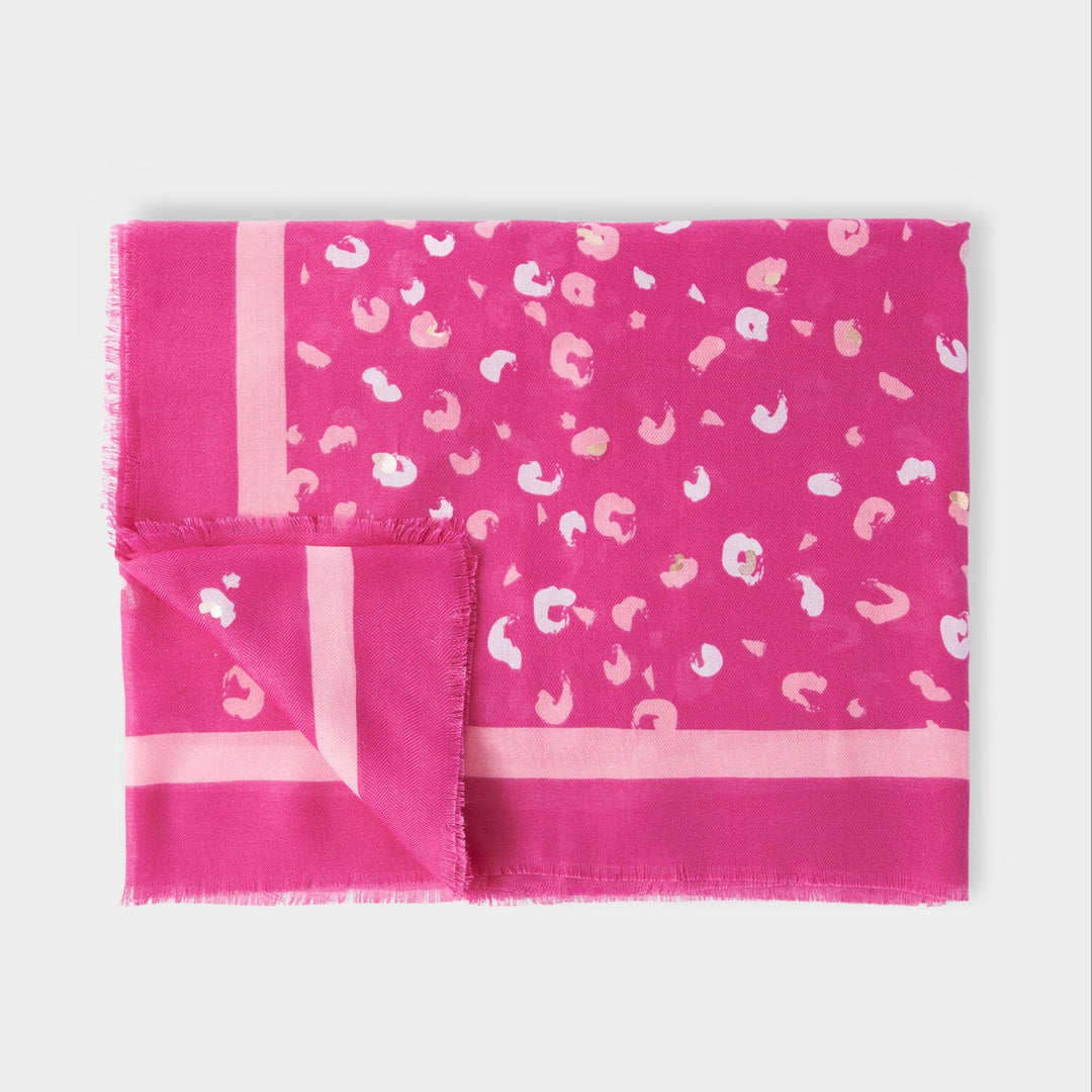 PRINTED FOIL SCARF LEOPARD BRUSH
