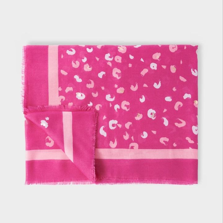 PRINTED FOIL SCARF LEOPARD BRUSH