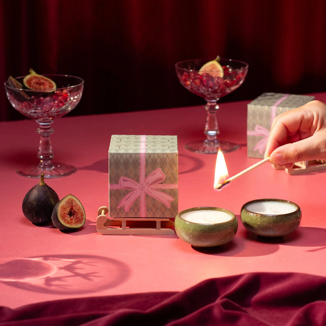 2 SCENTED CERAMIC TEA LIGHTS MYRRH & TONKA FRAGRANCE