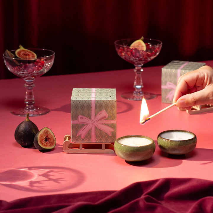 2 SCENTED CERAMIC TEA LIGHTS MYRRH & TONKA FRAGRANCE