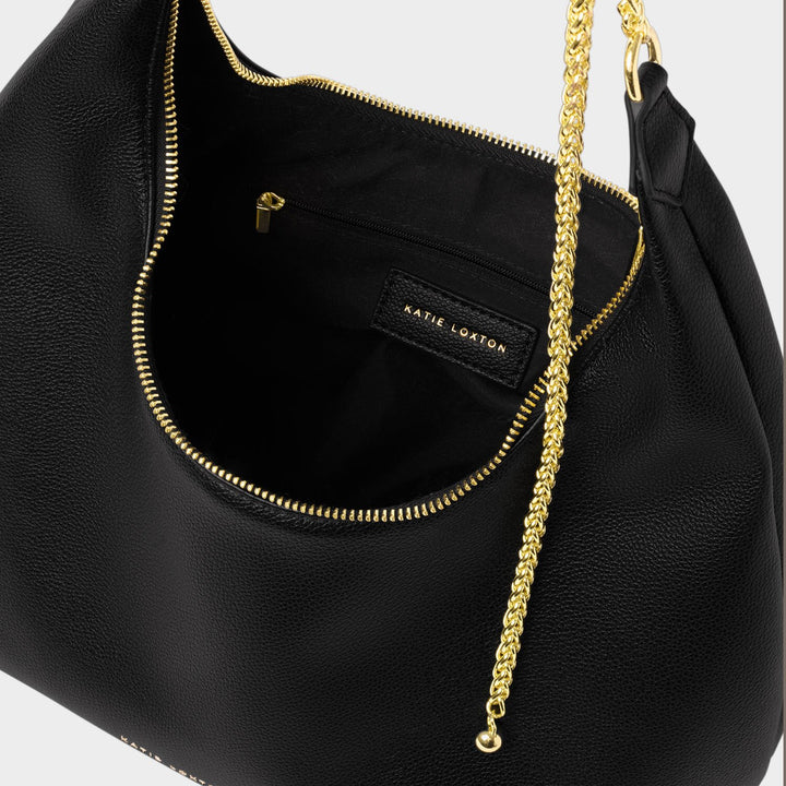 REMI SLIDER CHAIN SHOULDER BAG BLACK