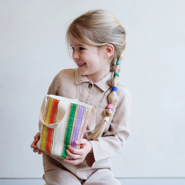 RAINBOW RIBBON BASKET BAG