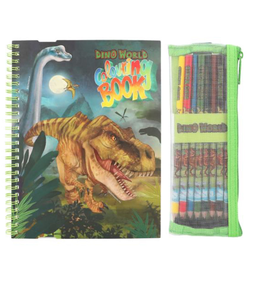 DINO WORLD COLOURING IN BOOK AND PENCILS