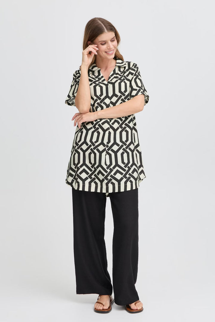 ARIANA TUNIC WHISPER WHITE BLACK
