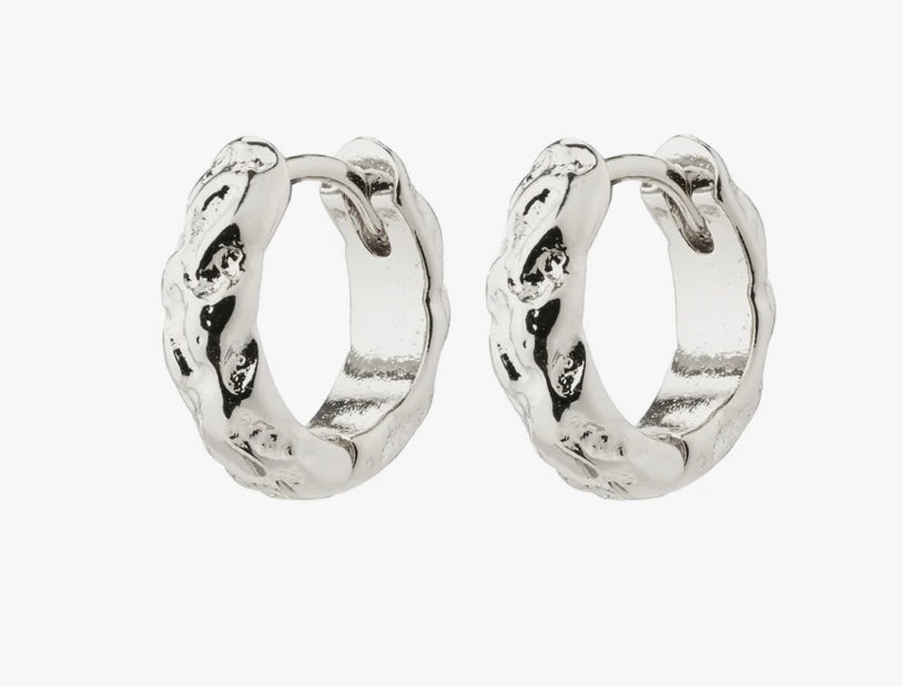 CARLA RECYCLED SILVER PLATED HUGGIE HOOP EARRINGS