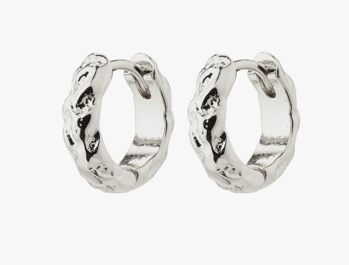 CARLA RECYCLED SILVER PLATED HUGGIE HOOP EARRINGS