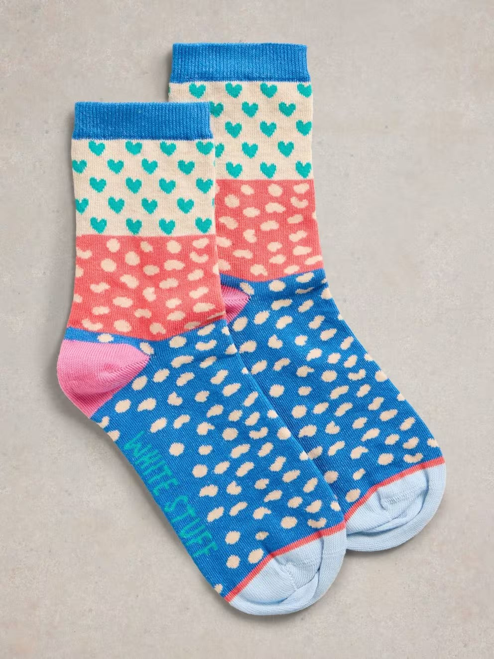 HEART SPOT ANKLE SOCK SIZE 3-5 BLUE MLT