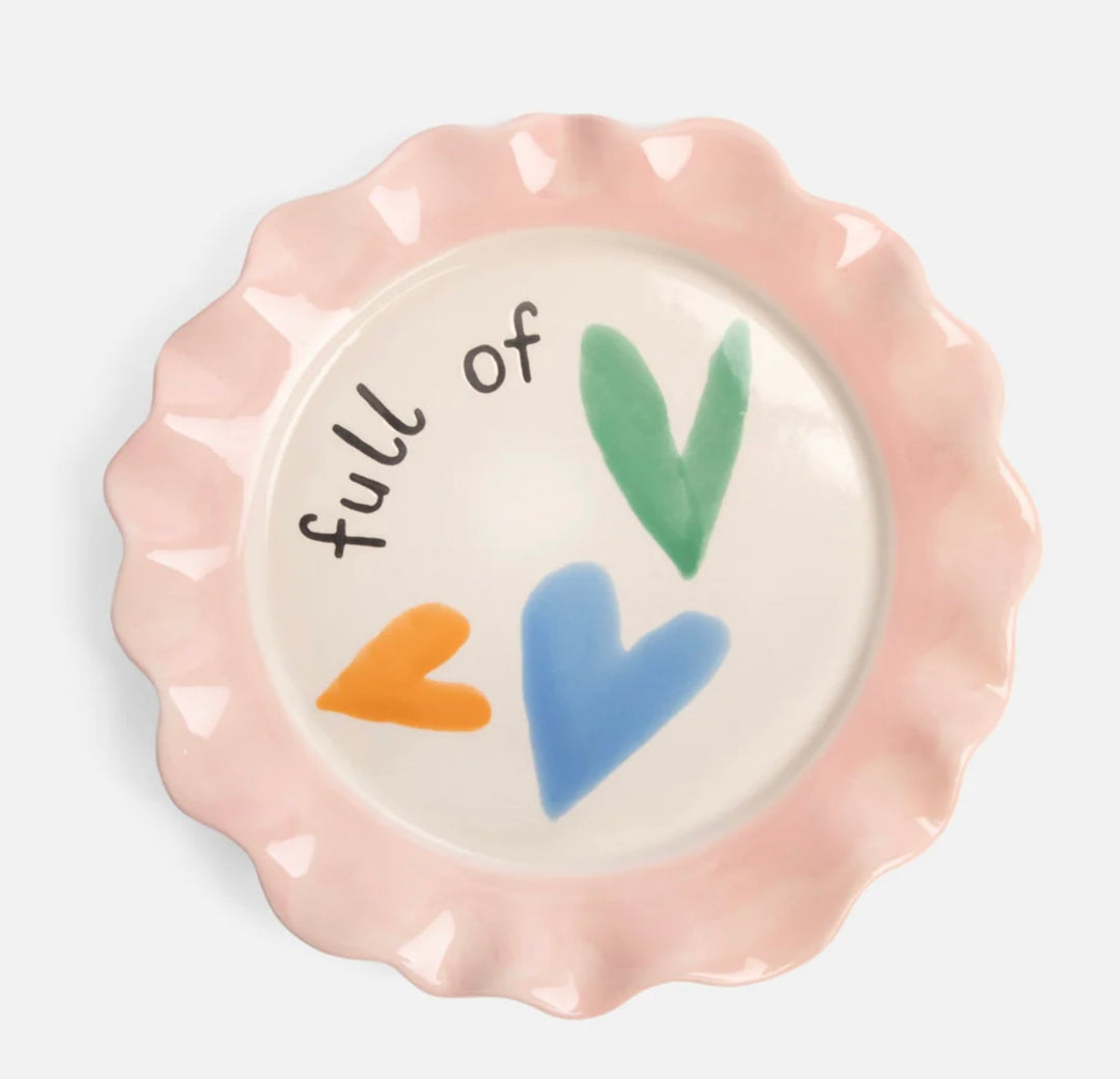 PALE PINK COLOURFUL HEARTS PLATE