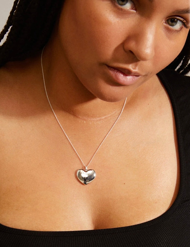 SOPHIA RECYCLED SILVER PLATED HEART PENDANT NECKLACE