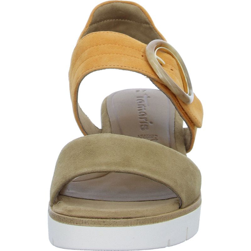 CAMEL COMBO WEDGE SANDALS