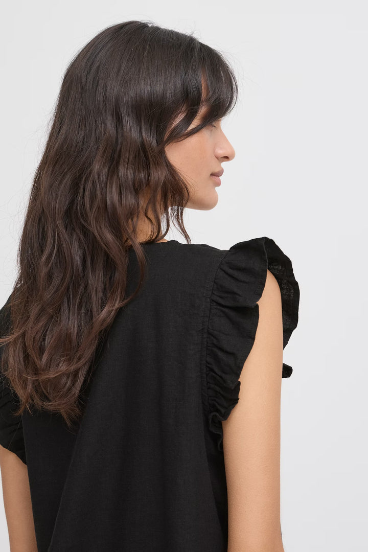 FALAKKA RUFFLE SHIRT BLACK