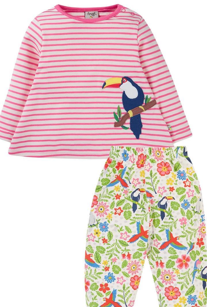 OAKLEIGH WHITE TROPICAL BIRDS STRIPED OUTFIT