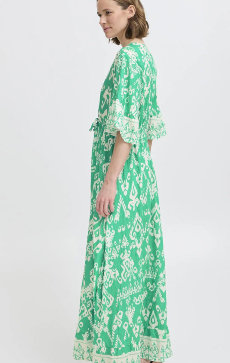 JASMINA LONG DRESS VIVID GREEN ETH MIX