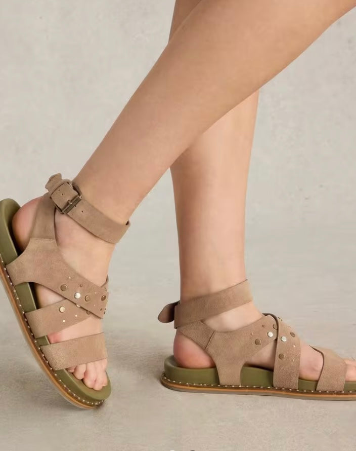 BROWN MULTI GLADIATOR FOOTBED SANDAL