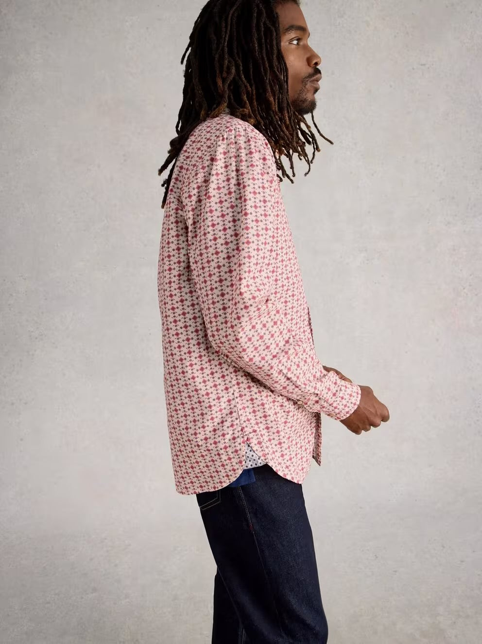 FINSBURY FOLK GEO PRINT SHIRT RED PRINT