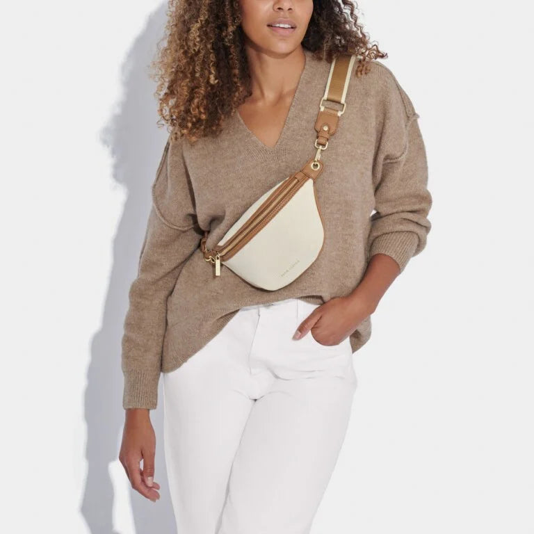 CAPRI CANVAS TAN & OFF WHITE CANVAS BELT BAG