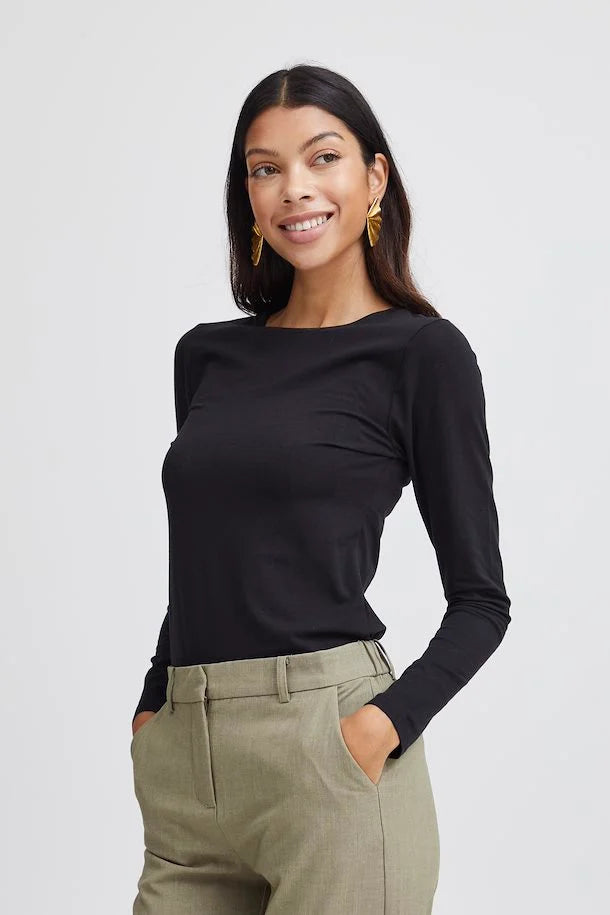 BLACK PAMILA LONG SLEEVE TOP