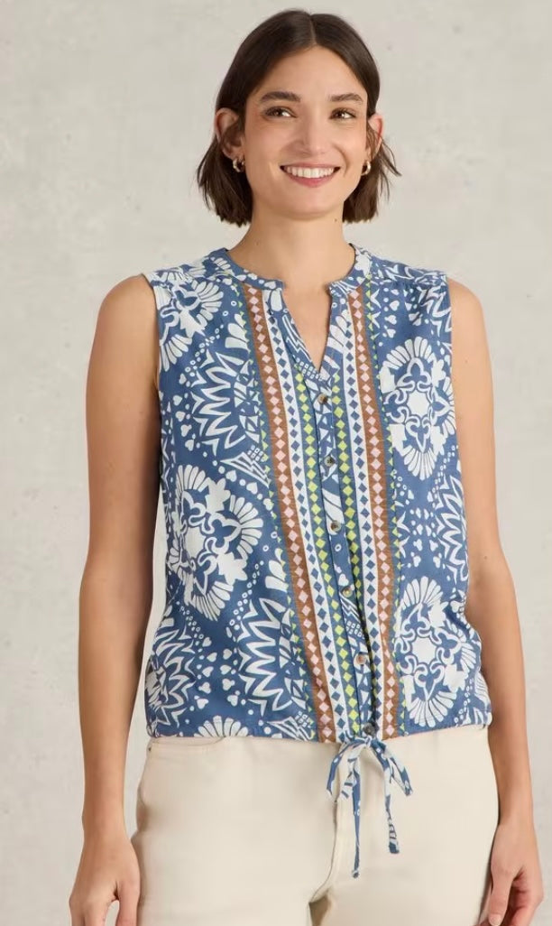 TULIP SLEEVELESS SHIRT BLUE PRINT