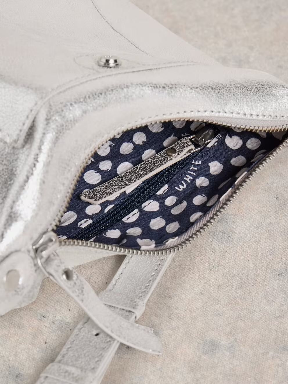 MINI FERN LEATHER CROSSBODY BAG SILVER TONE METALLIC