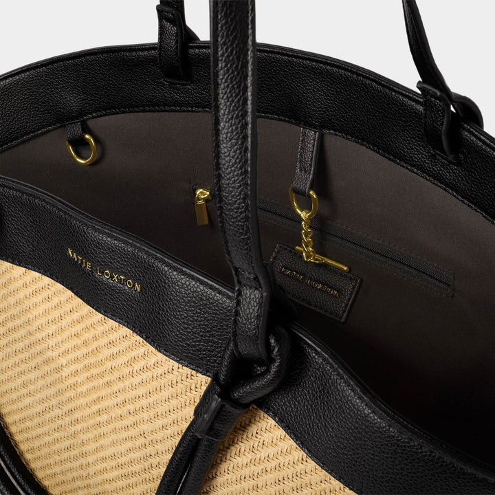 RIVIERA RAFFIA TOTE BAG RAFFIA BLACK
