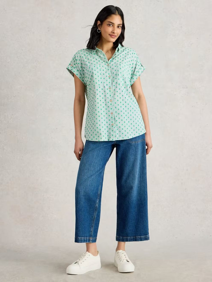 ELLIE ORGANIC COTTON SHIRT GREEN MLT