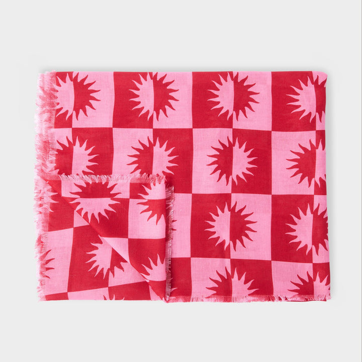 PRINTED SCARF LE SOLEIL RED PINK