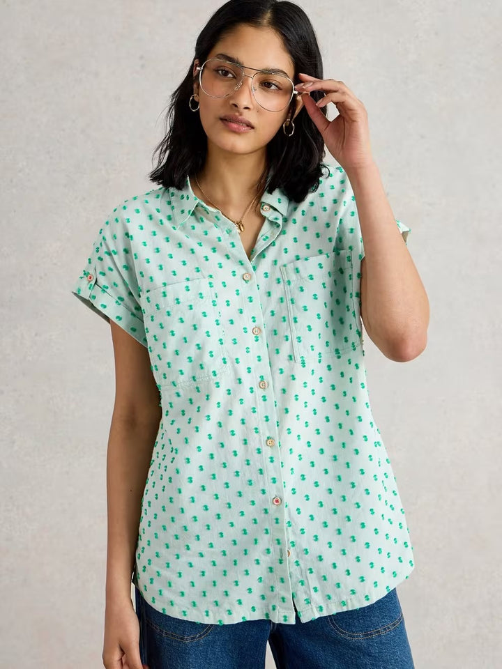 ELLIE ORGANIC COTTON SHIRT GREEN MLT