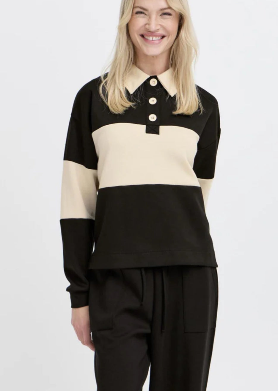 PUSTI CONTRAST POLO PULLOVER  METEORITE