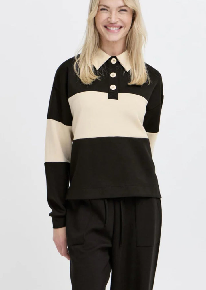 PUSTI CONTRAST POLO PULLOVER  METEORITE