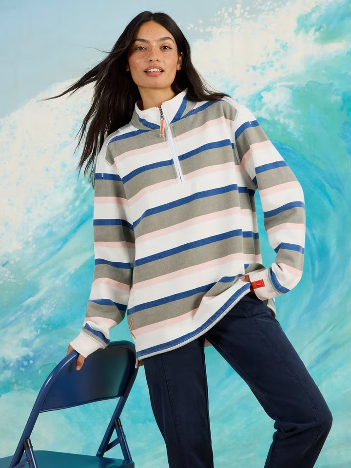 STRIPE HALF ZIP SWEAT GREEN MLT